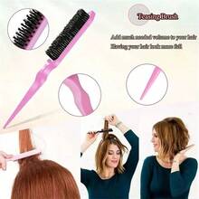 5/7pcs Comb Set, Styling Comb Set, Teasing Comb, Rat Tail Comb, Edge Brush For Edge And Back Grooming, Detangling, Smoothing Hair, Combs, Hair Clips, Braiding Tools, Hair Products And Accessories, Suitable For Hair Salon, Beauty, Travel Essentials, Back To School, Travel And Vacation Essentials - 7-piece Set Black - View 2