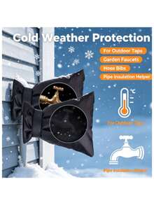 1 Outdoor Faucet Cover, For Winter Freeze Protection, Pipe Insulation, And Backflow Prevention. - Black - View 1