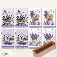 2/4/6/8PCS Lavender Kitchen Towels Set, Vintage French Provence Floral Print Dish Towels,Soft Absorbent Hand Towels With Purple Lavender Flower Design, Farmhouse KitchenDecor, Tea Towels For Home, Holiday Gift - Multicolor - View 17