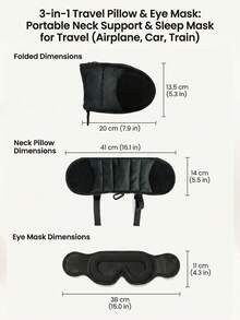 3-In-1 Travel Pillow With Eye Mask, Portable Neck Support Sleep Headband, Vacation And Travel Essential, Comfortable Sleep Support For Airplane, Car, Train Travel - Multicolor - View 6