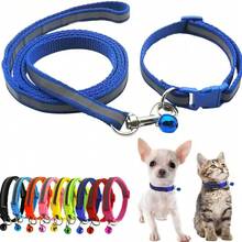 2pcs/Set Reflective Pet Collar & Leash Set, Adjustable Nylon Collar With Bell, Quick-Release Buckle Anti-Lost Design, Suitable For Small Puppies And Cats, 10 Colors Available, Night Visibility, Durable Outdoor Pet Walking Training Supplies, Daily Walk & Travel Pet Accessories - Multicolor - View 12