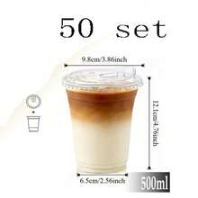 1/10/20/30/40/50/100pcs Clear Cups With Direct Drinking Lids, Transparent Design, Suitable For Coffee, Smoothies, Soda, Party Drinks, Bubble Tea And Iced Drinks, Party Beverage Clear Cups, Lid Function - Clear - View 19