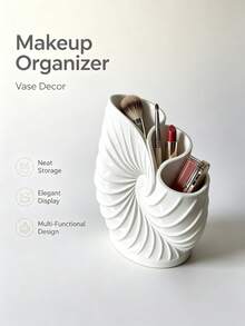 1pc Shell Toothbrush Holder, Toothpaste Storage Rack, Plastic Storage Box, Creative Minimalist, 3-Slot Design, Countertop Toothpaste Home Bathroom Supplies Storage, Autumn Home Decor, Halloween, Christmas, School, Home Accessories, Kitchen Utensils - Multicolor - View 6