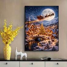 1PC DIY 5D Diamond Painting Kit Christmas Theme Pattern - Round Full Drill Art Mosaic Craft, Home Wall Decor, Unframed - No Frame - View 3