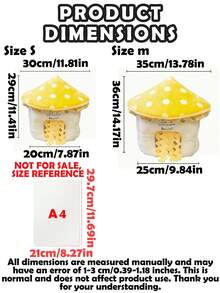 1pc Small Pet Hideout, Yellow Mushroom Shaped Comfortable Shelter, Suitable For Rabbits And Guinea Pigs, Soft Indoor Sleeping Hut, Cute Pet Cage Hideout, Warm Resting Nest For Rabbits, Guinea Pigs, Hamsters And Other Small Pets - A - View 3