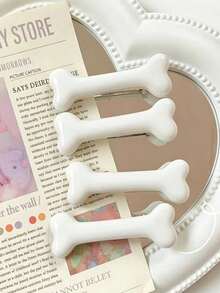 1/4pcs Women's Bone-Shaped Ceramic Dog Bone Hair Clips, Cute Animal Hair Clips, Fashion Hair Accessories - Multicolor - View 5