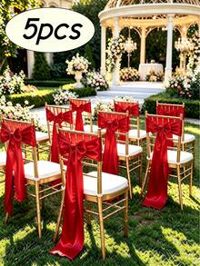 20pcs Wedding Satin Chair Sashes Red Bows 6x 102 Inches (Approx. 15x260 Cm) Ribbon Fabric Bands Suitable For Wedding, Party, Annual Meeting, Gathering And Other Chair Decoration - Red - View 10