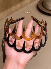 2pcs Popular Hair Headbands With Teeth Non-Slip Hair Clips Suitable For Daily Use Hair Accessories - Multicolor - View 4