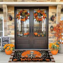 GEL HUT MUN Halloween Skeleton Welcome Door Mat InchSpooky Skull Doormat Indoor Outdoor Entrance FloorMats Non-Slip Washable Halloween Decor Rugs Halloween Doormats - B - View 1