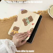 Bear Pattern Tablet Protective Case, Tri-Fold High Transparency Acrylic With Pen Slot Protective Case. Tablet Protective Case Features: Tri-Fold Stand Design, Smart Sleep/Wake, Full Coverage Protection, Skin-Friendly Frame Material, Airbag Shockproof Frame, Multi-Angle Stand, Built-In Pen Slot, Precise Cutouts, Lightweight And Portable. Compatible With IPad Mini4/5 (7.9 Inch), Mini6/7 (8.3 Inch); Air1/2/3 - Multicolor - View 5