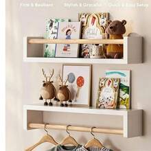 2pcs Wall-Mounted Floating Shelves, Suitable For Wall Decoration, Made Of Solid Wood, Can Be Used To Store Books, Toys And Decorative Items - Multicolor - View 2