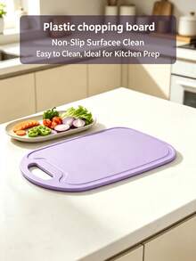 1/2pcs Purple Plastic Cutting Board With Built-In Handle, Lightweight Kitchen Chopping Board, Easy To Carry, Convenient For Daily Use, Hangable, Suitable For Preparing Fruit, Vegetables And Fast Food - View 3