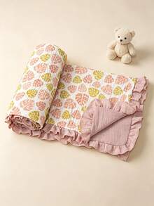 1 buah Selimut Bayi, Motif Bunga dengan Tepi Bergelombang, Kain Lembut dan Halus, Koleksi Terbaru Musim Semi/Panas, Perlengkapan Bayi Sehari-hari yang Penting - MultiWarna - View 4