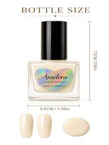 Anselora Creamy Ivory Water-Based Nail Polish, High Gloss Quick Air Dry Smooth Coverage Nail Varnish, 12ml No Lamp Needed Daily DIY Manicure - White - View 10