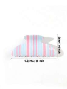 1pc Acetate Color Block Striped Half Moon Hair Clip, High Bun Half Up ...