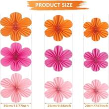 9 PCS Paper Flowers Fans Orange And Hot Pink Party Decorations Tissue Paper Flowers Decorations For Girl Groovy Birthday Wedding Bachelorette Room Wall Hanging Decor - View 7