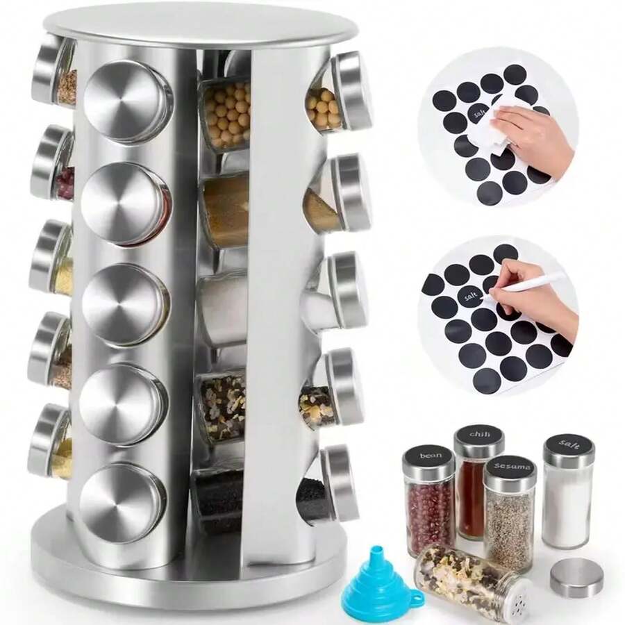 Especiero Giratorio, 20 Tarros Vidrio Organizador de Especias y Condimentos - 1 - Ver 1