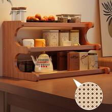 Wooden Trapezoidal Plastic Rack For Plants, Balcony Planters, Multi-Layer Storage Racks, Table Tops For Holding Items, Bookshelves, Kitchen Supplies, Items For Use At The Office, Cup Holders, Storage Cabinets. - Brown - View 7