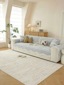 ZXZGM 1 pièce Housse de canapé en chenille à texture verticale, housse de canapé de luxe moderne, toutes saisons, jeté de canapé avec bordure à franges, fond antidérapant lavable en machine, anti-griffures pour animaux de compagnie, coussin de canapé durable et anti-poussière, housse de canapé en L 1-4 places, style minimaliste crème, protecteur de canapé universel pour salon, chambre à coucher, extérieur, housse de canapé, housse de canapé - Gris pâle - Voir 3