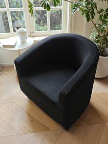 Club Chair Slipcover Elastic Barrel Shaped Chair Cover Soft Stretch Fabric Single Sofa Cover Removable Furniture Protector Living Room Armchair Cover - Black - View 6