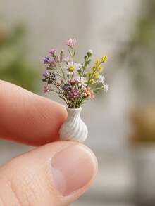 9pcs/Set Random Style White Mini Vase Decor Set, Miniature Landscape Ornament, Artificial Flower & Dried Flower Container, Suitable For Desktop, Bookshelf, Store Window Display, Restaurant Storage Scene Photography Props Home Decoration - One Size Fits All - View 8