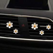 5 Peças Clipe de Fragrância de Ventilação de Ar de Carro com Margarida Fofa, Clipe Decorativo de Ar-Condicionado de Carro, Ornamento de Decoração de Interior de Carro com Flor, Decoração de Fragrância de Carro - A - Visão 10
