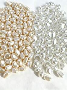 200pcs Fashionable Asymmetrical Faux Pearl Spacer Beads For Diy Jewelry Making - Beige - View 10