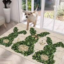 GEL HUT MUN 1pc, Spring And Summer Decorative Leaf Rabbit PatternWelcome Mat, Soft Absorbent Washable DoormatSuitable For Entryway Bathroom Dining Room OfficeSeasonal Use - B - View 4