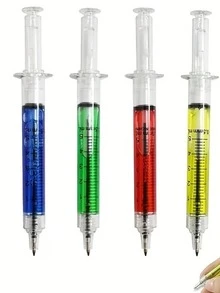 2/4/6pcs Creative Personalized Office Stationery, Syringe-Shaped Ballpoint Pens, Double-Sided Use Syringe-Shaped Ballpoint Pens - Novelty Fun Multicolor Syringe-Shaped Ballpoint Pens, Creative Gift Suitable For Nurses And Doctors, Perfect Choice For Birthdays, Parties And Nurses Day - Various - View 5