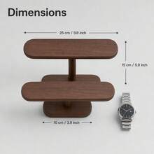 Rubber Wood Watch Holder Home Entryway Countertop Display Organizer Storage Rack Jewelry Bracelet Stand - Brown - View 2