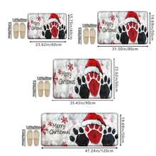 1pc, Personalized Graffiti Paw Print Christmas Doormatwith A Easy Red And Black Snowflake Pattern, Featuringa "Merry Christmas" Welcome Message. This Soft,Absorbent, Non-Slip Mat Is Perfect For The Bathroom,Holiday Kitchen Decor - A - View 3