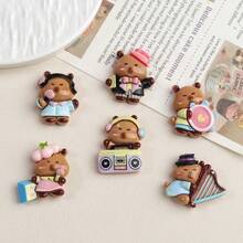 3/6/12pcs Cute Capybara Music Theme Refrigerator Sticker Cute Cartoon Dolphin Resin Magnet, Home Refrigerator Decoration Magnet, Gift For Friends And Family - Multicolor - View 5