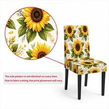 2/4/6PCS Sunflower Print Elastic Chair Covers, Stain-Resistant & Dust-Proof Removable Washable Dining Chair Covers, Modern Country Style Home Decor Chair Covers, Yellow Floral Pattern Chair Cushion Covers, Suitable For Dining Room, Kitchen, Living Room Chair Renovation, Holiday Home Decoration - Yellow - View 10