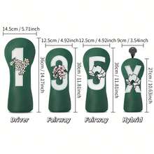 1pc Vintage Style Golf Club Head Cover With Number Marking And Exquisite Floral Embroidery, PU Material, Suitable For Driver, Fairway Wood And Hybrid, Protects Club Head From Scratches And Dust, Premium Golf Accessory - Multicolor - View 13