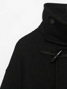 Camellia Autumn/Winter New Women's European & American Style Fashion Minimalist Versatile Commute & Date Loose Fit Stand Collar Belted Wool Coat Jacket - Black - View 11
