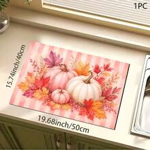 Pink Pumpkin Print Pattern Drainage Mat/Absorbent Mat/Drying Mat For Coffee Machine And Tableware - Absorbent Polyester Tabletop Protector With Rubber Non-Slip Backing, For Kitchen Countertop Decoration - Home Bar And Dining Table Placemat - Multicolor - View 9