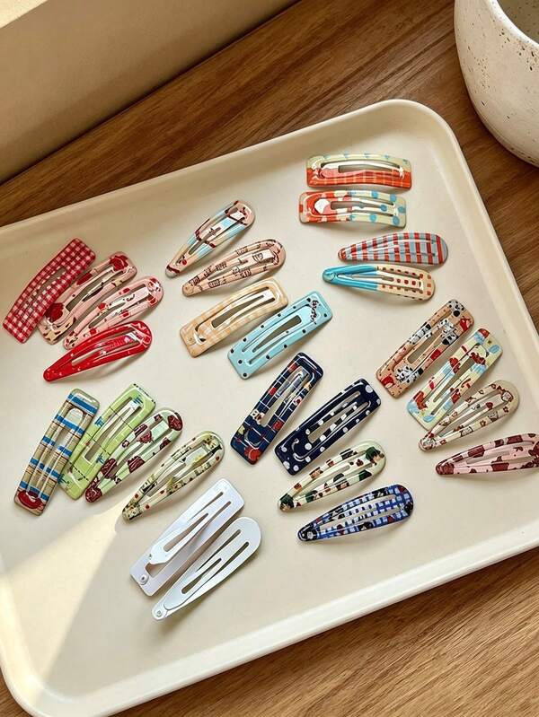 Cute Printed BB Hair Clips, Colorful Dopamine Side Bangs Hair Clips, Sweet Girl Hair Accessories, Autumn New Arrival