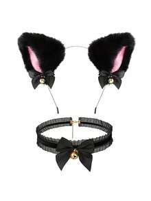 Cute Cat Ear Hair Clip Maid Style Animal Ear Bow Headband Cat Rabbit Bell Headband Halloween Hair Accessory - Multicolor - View 10