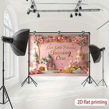 2D Flat Banner, 1pc Pink Princess Birthday Party Backdrop Vinyl Material - Pink Princess Birthday - View 3