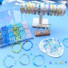 24 Colors Gold Foil Mixed Heart Star Irregular Acrylic Beads Box Kit, Multicolor Pastel Loose Beads, DIY Handmade Bracelet Necklace Earring Jewelry Making Accessories For Craft Beginners - A - View 10