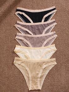 Women's 5pcs Milk Silk Jacquard Triangle Panties - Multicolor - View 6