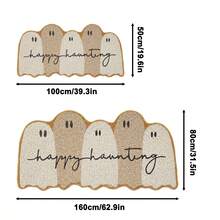 1PC Cream Beige Ghost Letter Pattern Bedside Blanket, Cute Quirky Style Faux Cashmere Rectangular Irregular Wavy Edge Handwritten Font Machine Washable Decorative Rug, Suitable For Halloween Party Bedroom Entryway Doormat Home Decor - Multicolor - View 3