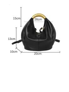 Women's Knitted Floral Tote Bag With Double-Strand Shoulder Strap, Tassel Charm, Zipper Lining, Large Capacity, Minimalist Elegant Commuter Shoulder Bag, Korean Style, Versatile For Work - Black - View 2