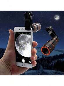 1pc Universal 8X/12X/20X Telephoto Lens Accessory, Clip-On Telephoto Lens, Suitable For Single Camera Lens, High Definition Photography Zoom Lens, Phone Camera Zoom Lens With Phone Clip (Not Suitable For Dual Camera And Triple Camera Configurations) - Multicolor - View 1
