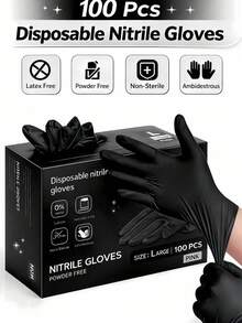 100pcs Powder-Free Latex-Free Wear-Resistant Oil-Proof Nitrile Examination Gloves, Suitable For Nail Art, Eyelash Extensions, Tattooing, Hair Dye Salon, Laboratory Operations, Hand Painting (Random Box Style) - Multicolor - View 1