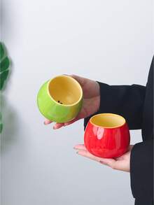 1pc Realistic Apple Shaped Ceramic Mug With Lid, Handheld Cup For Home And Office, Coffee Milk Water Cup, High Aesthetic Value, Gift Box Packaging, Suitable For Holiday Gifts - Multicolor - View 7