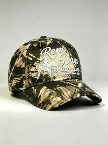 1pc Gothic Camo Hat Letter Reno Days RODEO CLUB Embroidered Hats For Men, Adjustable Design, Great For Travel, Hiking, And Sun Protectio - Camouflage - View 4