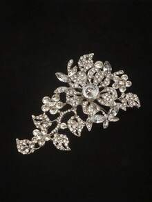 1pc Fashion Exaggerated Plant Flower Rhinestone Brooch - Silver - View 3