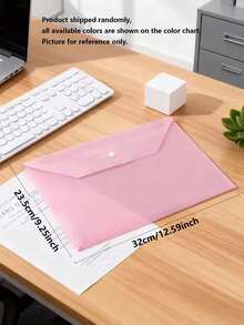 5/10/20/40/60/80pcs Morandi Color A4 Transparent Plastic Snap Button File Bags, 1mm Thick Large Capacity Document Envelopes, Waterproof Exam Paper Bill Storage Folders, Student Office Stationery Organizer Bags, Random Style Sent - Sets - View 4