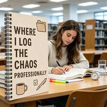 Funny Quote Spiral Notebooks, 100-Page Chaos Log Notepad, Decorative Writing Journal For Office, School & Daily Use, Great For Work & Parties, Ideal For Back To School And Christmas Parties[No Pens Included] - Multicolor - View 4